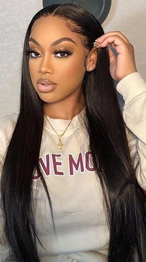 Luxurious Transparent Lace Front Straight Human Hair Wig