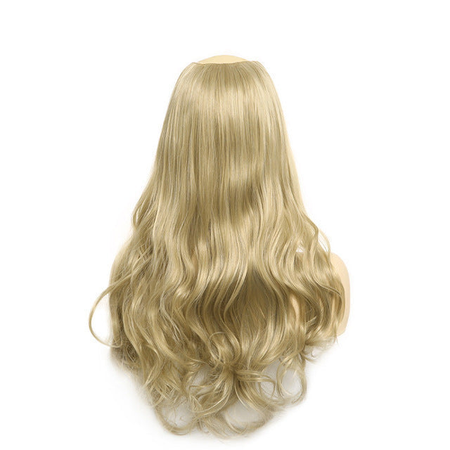 Luxurious Wavy U-Part Clip-In Wig | Long Blonde Black Synthetic Hairpieces