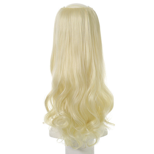 Luxurious Wavy U-Part Clip-In Wig | Long Blonde Black Synthetic Hairpieces