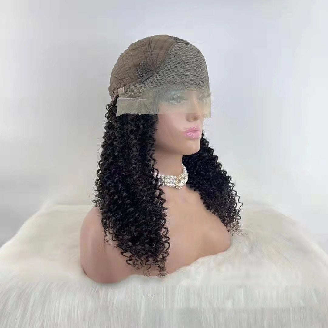 Medium Long Human Hair Wig - Half Hand-Woven, Dyeable with Versatile Bangs2