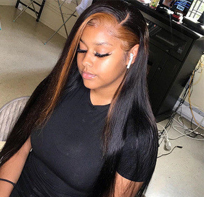 Natural Front Lace Highlight Wig 13x5x1 | Straight Medium-Length 1B/27