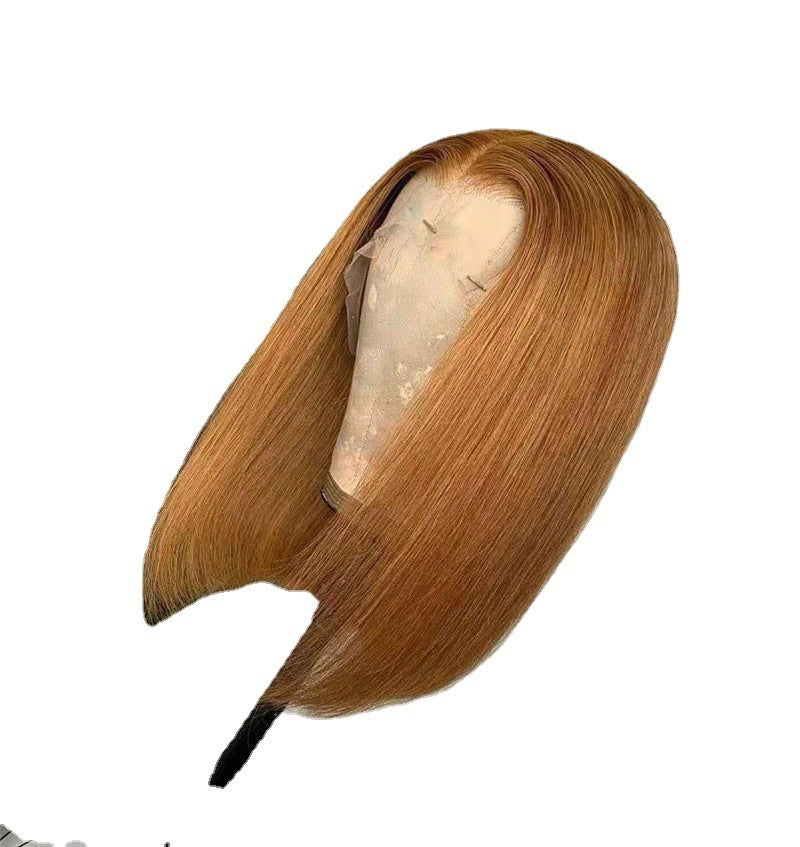 Natural Golden Real Hair Lace Wig | 360 Headgear, Fully Hand-Knitted, Dyeable & Versatile Bangs5