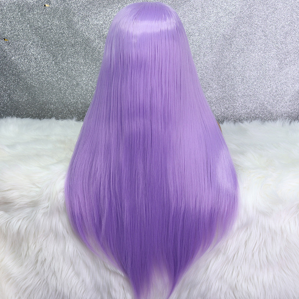 Natural Purple Front Lace Wig for Women – High-Temperature Fiber