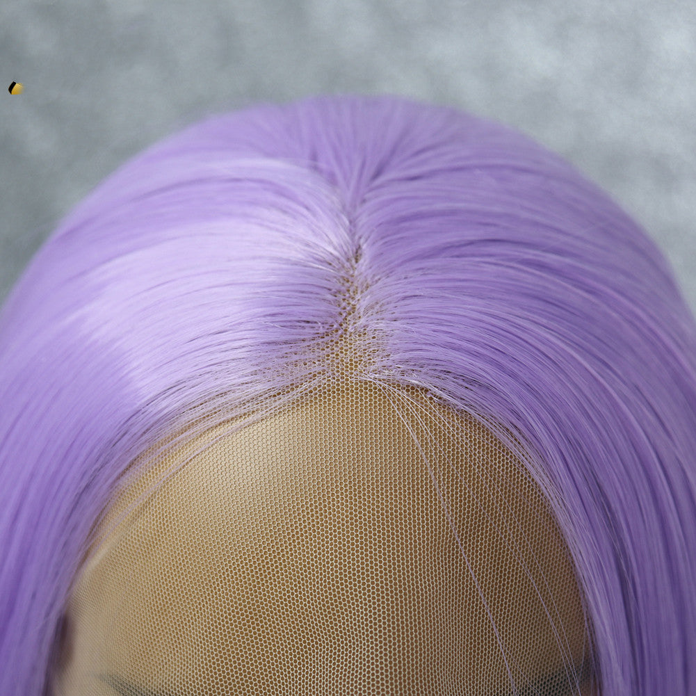 Natural Purple Front Lace Wig for Women – High-Temperature Fiber
