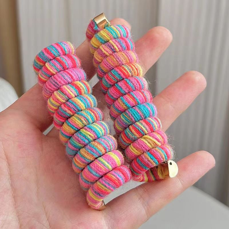 High Elasticity Wool Phone Coil Head Rope – Rainbow, Brown, Beige, Khaki, Black