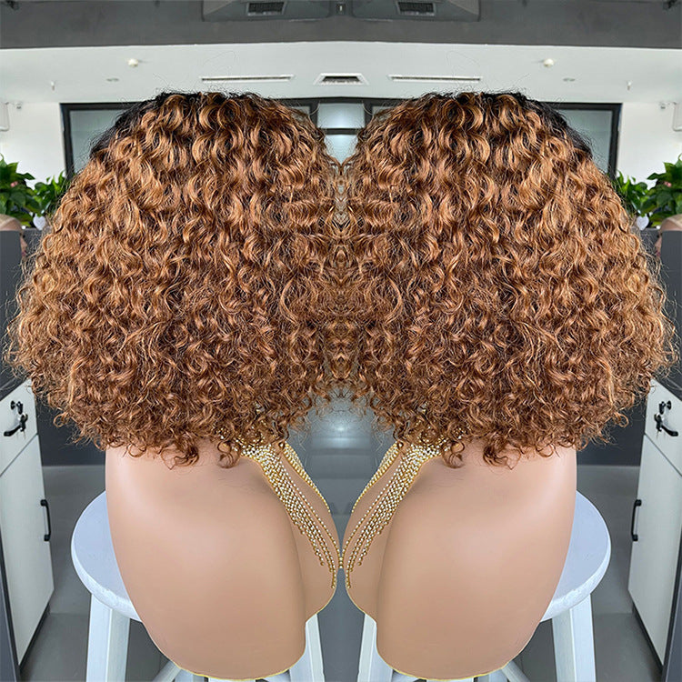 Ombre Curly Bob 1B/30 Human Hair Lace Wig – Dyeable, Natural Fit3