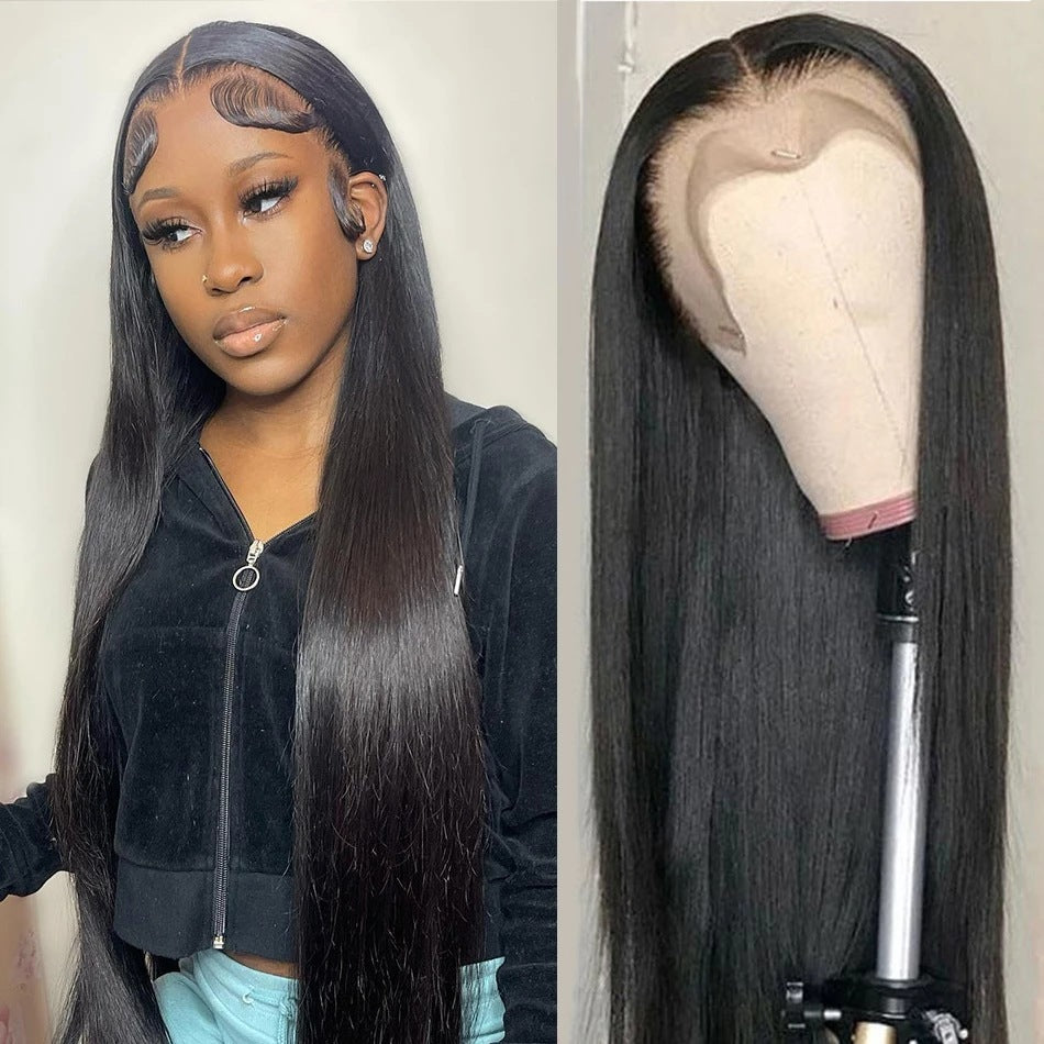 Premium 9A European and American Lace Front Wig – Natural Black Straight Hair4