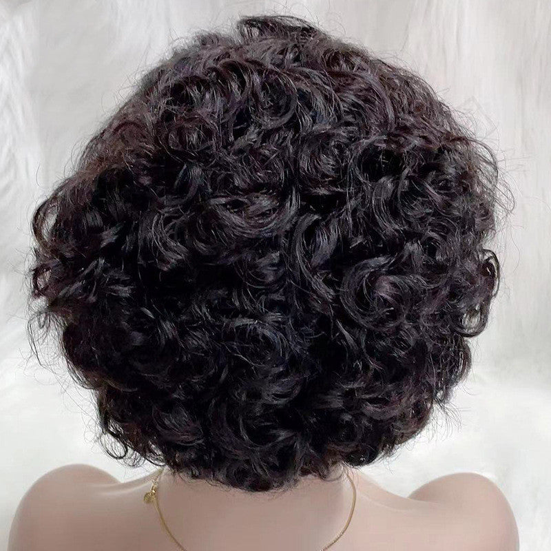 Premium Front Lace Hand-Woven Real Human Hair Wig - Natural Black, 8 Inches1