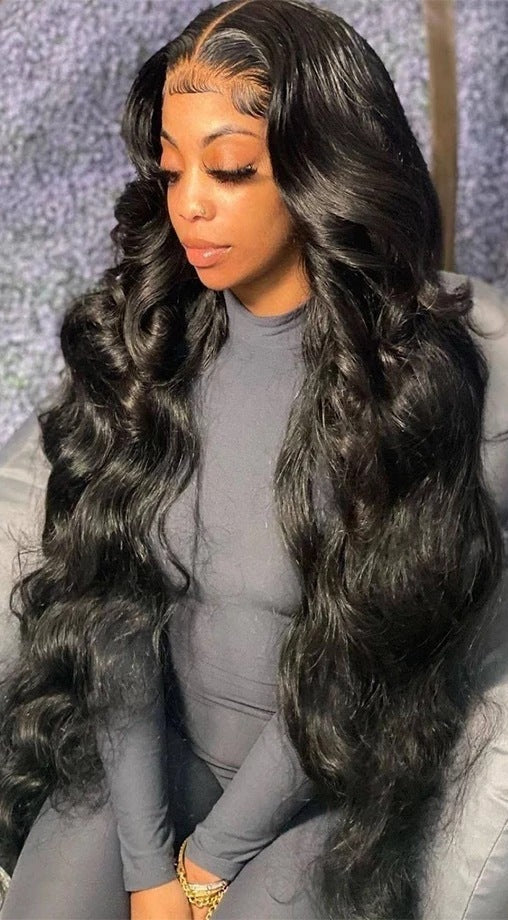 Premium Front Lace Wig with Long Bangs - 150% Density Matte Fiber for Any Skin Tone