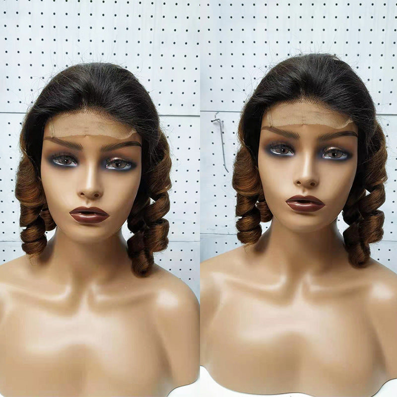 Premium Human Hair Lace Closure Wig - Straight T-Color Style for Ladies