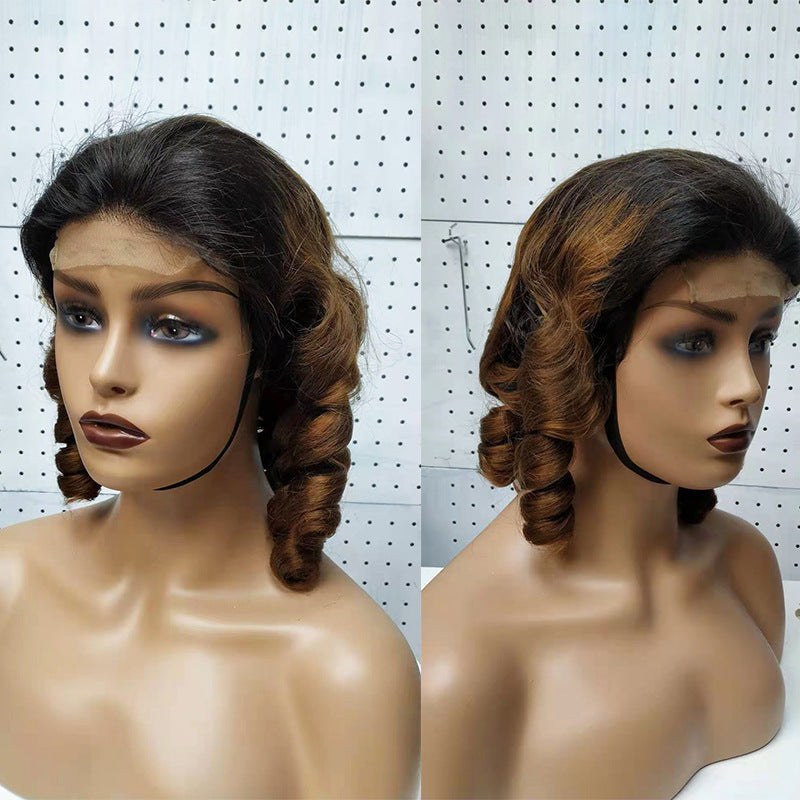 Premium Human Hair Lace Closure Wig - Straight T-Color Style for Ladies1