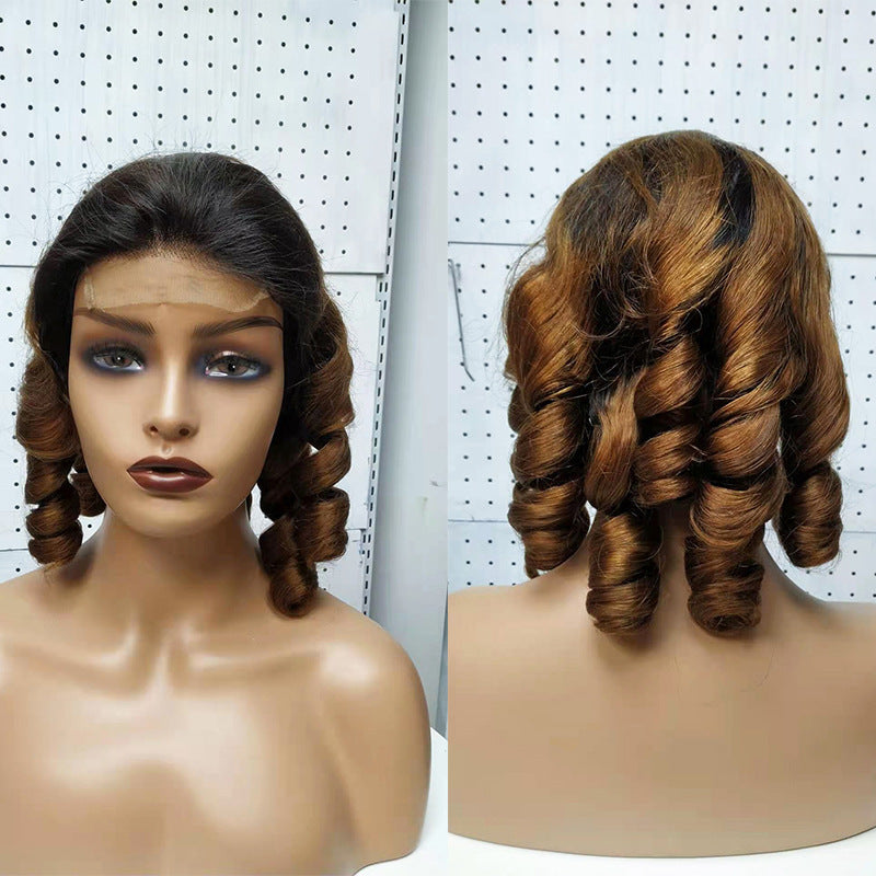 Premium Human Hair Lace Closure Wig - Straight T-Color Style for Ladies4
