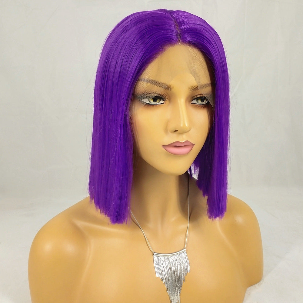 Purple Bob Wig - European & American Style Short Straight Hair