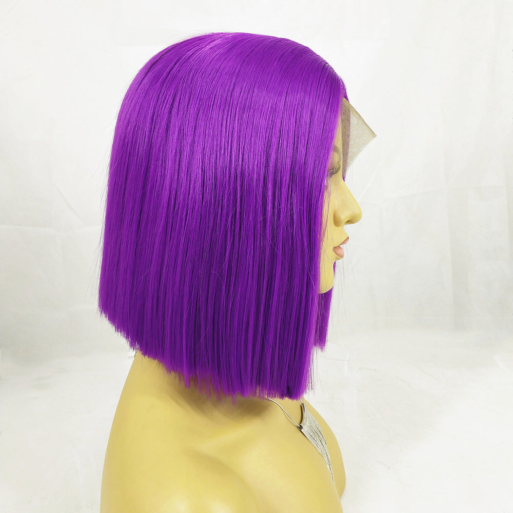 Purple Bob Wig - European & American Style Short Straight Hair