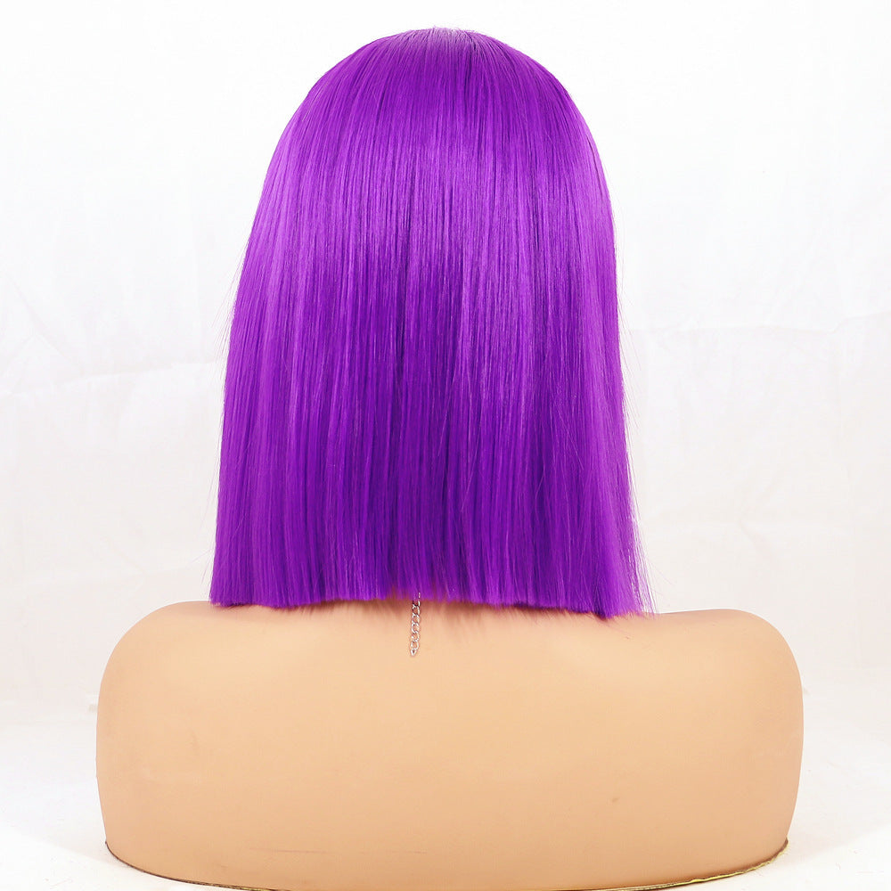 Purple Bob Wig - European & American Style Short Straight Hair