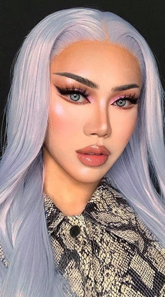 Purple Straight Hair Full Head Lace Wig – Natural 13x3 Design