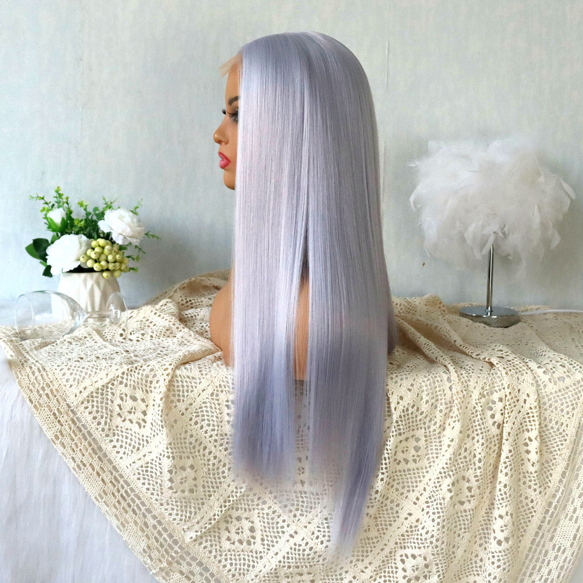 Purple Straight Hair Full Head Lace Wig – Natural 13x3 Design