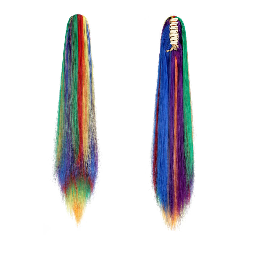 Kinky Straight Clip-In Hair Extension – High-Temperature Fiber, Pure Color, 140g