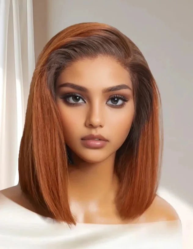 Short Straight Human Hair Wig – Transparent Lace Front, Hair, Natural Look