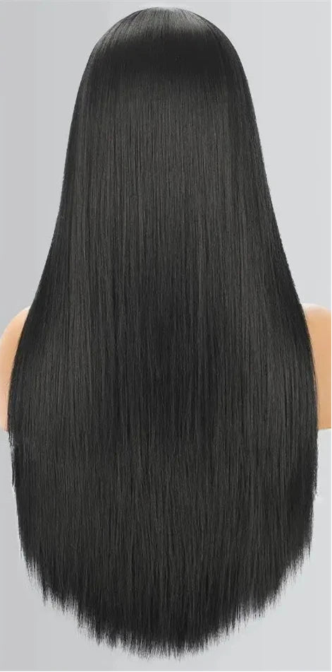 Luxurious Straight Long Lace Wig – 100% Human Hair, 26+ Inches, Pre-Plucked Hairline
