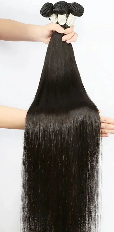 Lovingme 100% Straight Hair Weft & Closure – 12-30 Inches, Tangle-Free, Curly & Dyeable