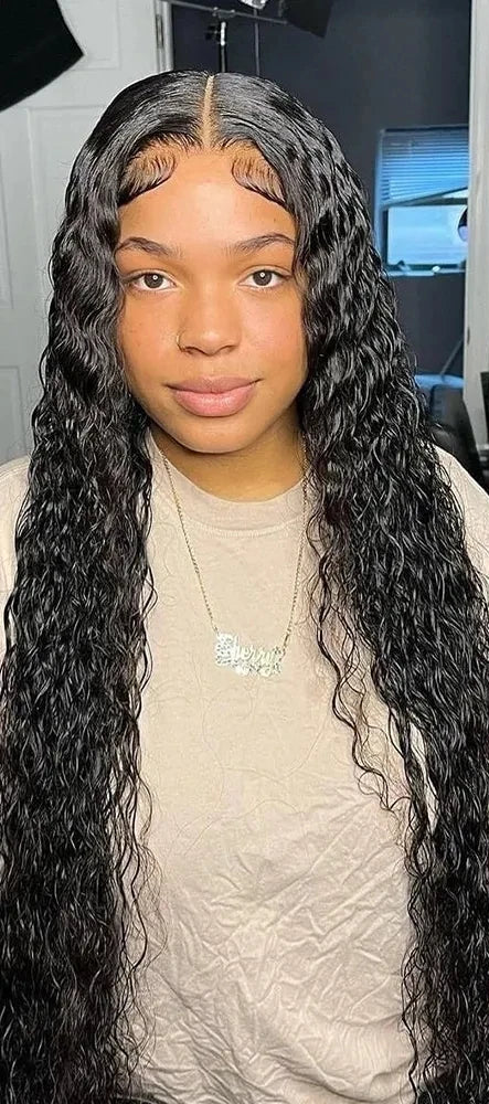 Deep Wave Lace Front & Closure Wig – 26+ Inch, Swiss Lace, Transparent, Natural Look