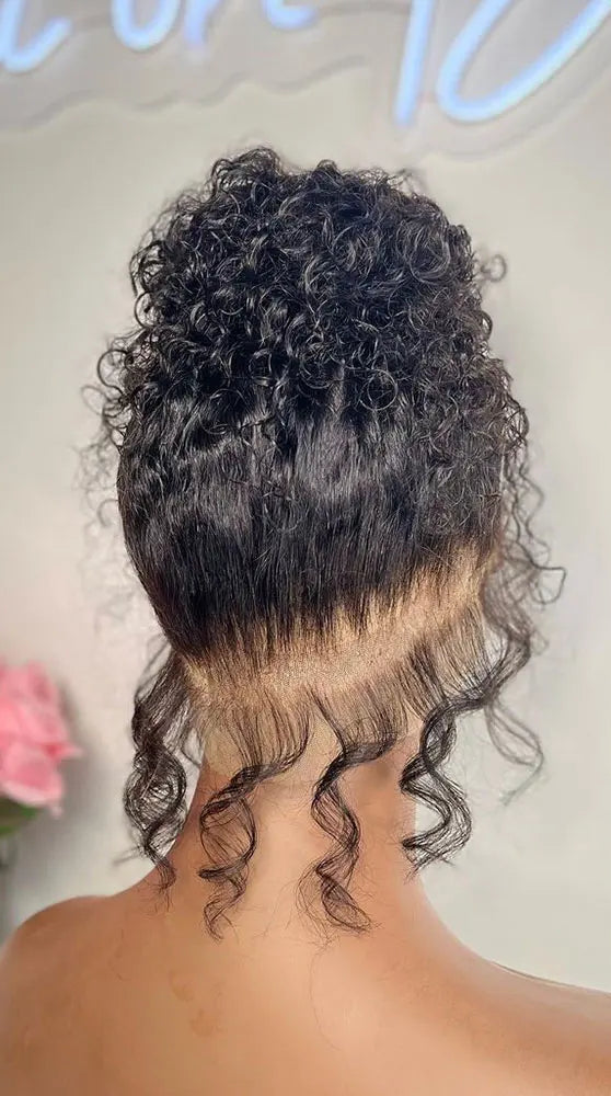 360 HD Transparent Lace Curly Wig – 100% Human Hair, 26+ Inches, Glueless Design