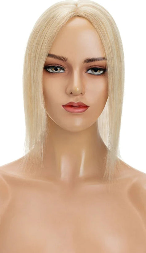 100% Indian Human Hair Topper with Silk Base - Natural Straight, Tangle-Free & Lightweight