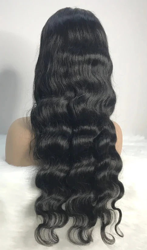 40-Inch Body Wave Human Hair Wig – HD Lace Front, Natural Black, 180-200 Density, Long-Lasting Quality