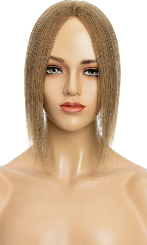 100% Indian Human Hair Topper with Silk Base - Natural Straight, Tangle-Free & Lightweight