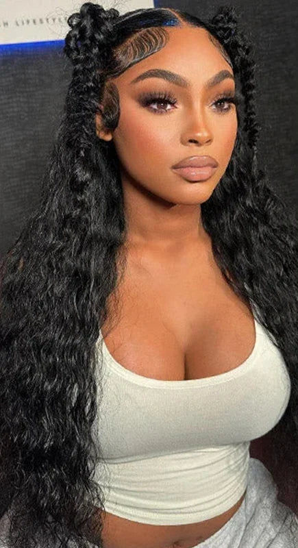 Curly Lace Front Wig – 5x5 Swiss Lace, Pre-Plucked, Natural Off Black, 180%-200% Density