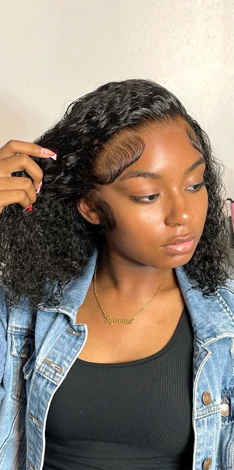 Short Deep Wave Lace Front Wig – Hair, Pre-Plucked, 4x4, 5x5, 13x4 & 13x6 Options