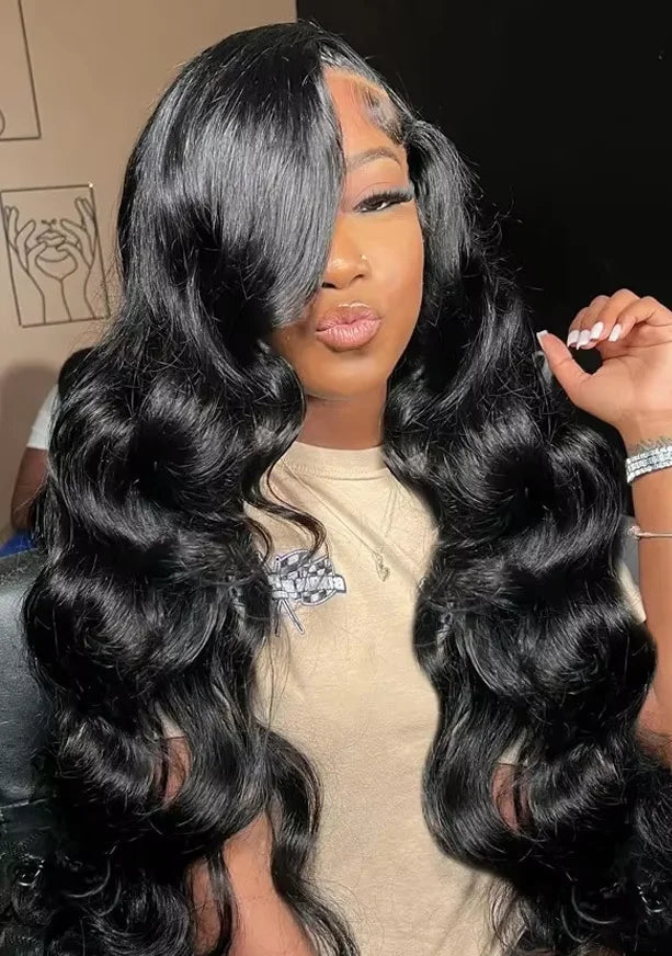 26+ Inch Body Wave Transparent Lace Front Wig – 100% Human Hair, Hand-Tied
