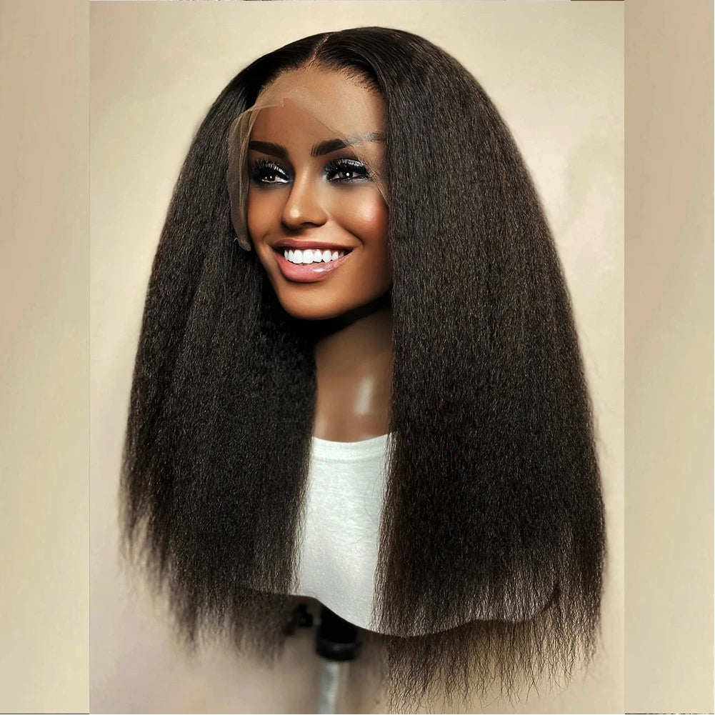 Classic Yaki Straight Synthetic Wig for Women – High Temperature Fiber, Daily Use, Average Size