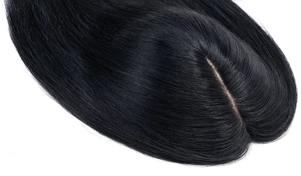 100% Human Hair Topper with Silk Base – Natural Hairline, Tangle-Free, Lightweight & Durable