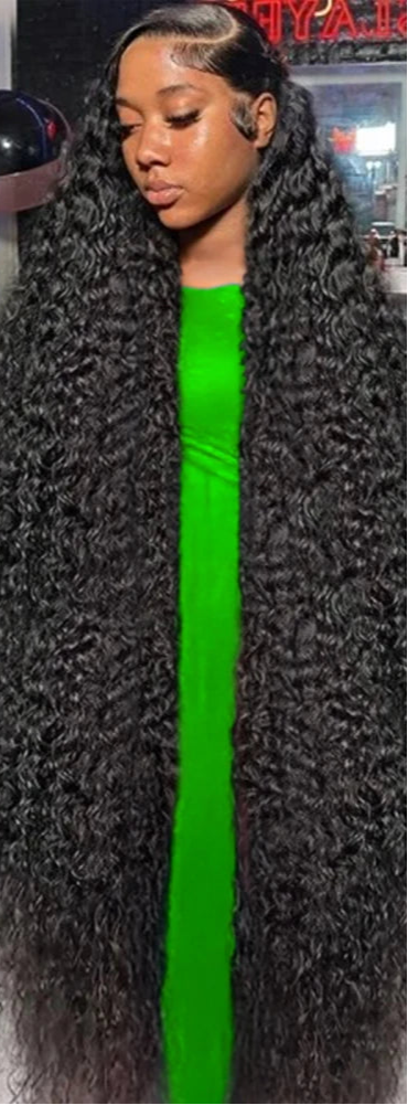 Long Curly 13x6 Lace Front Wig - 26+ Inch Water Wave, 250% Density, Pre-Plucked, HD Transparent Lace