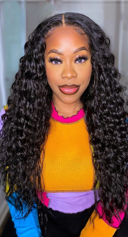 100% Natural Peruvian Deep Water Wave Hair Bundles – Virgin Human Hair Weave, Mix Length 12"-26"