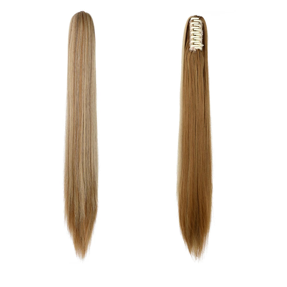 Kinky Straight Clip-In Hair Extension – High-Temperature Fiber, Pure Color, 140g