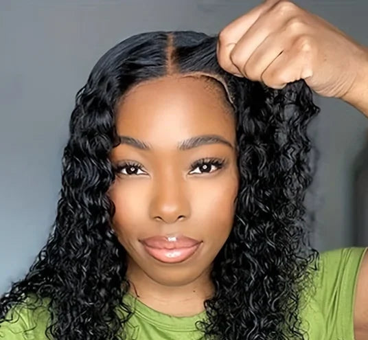 Short Deep Wave Lace Front Wig – Hair, Natural Look, Transparent Lace