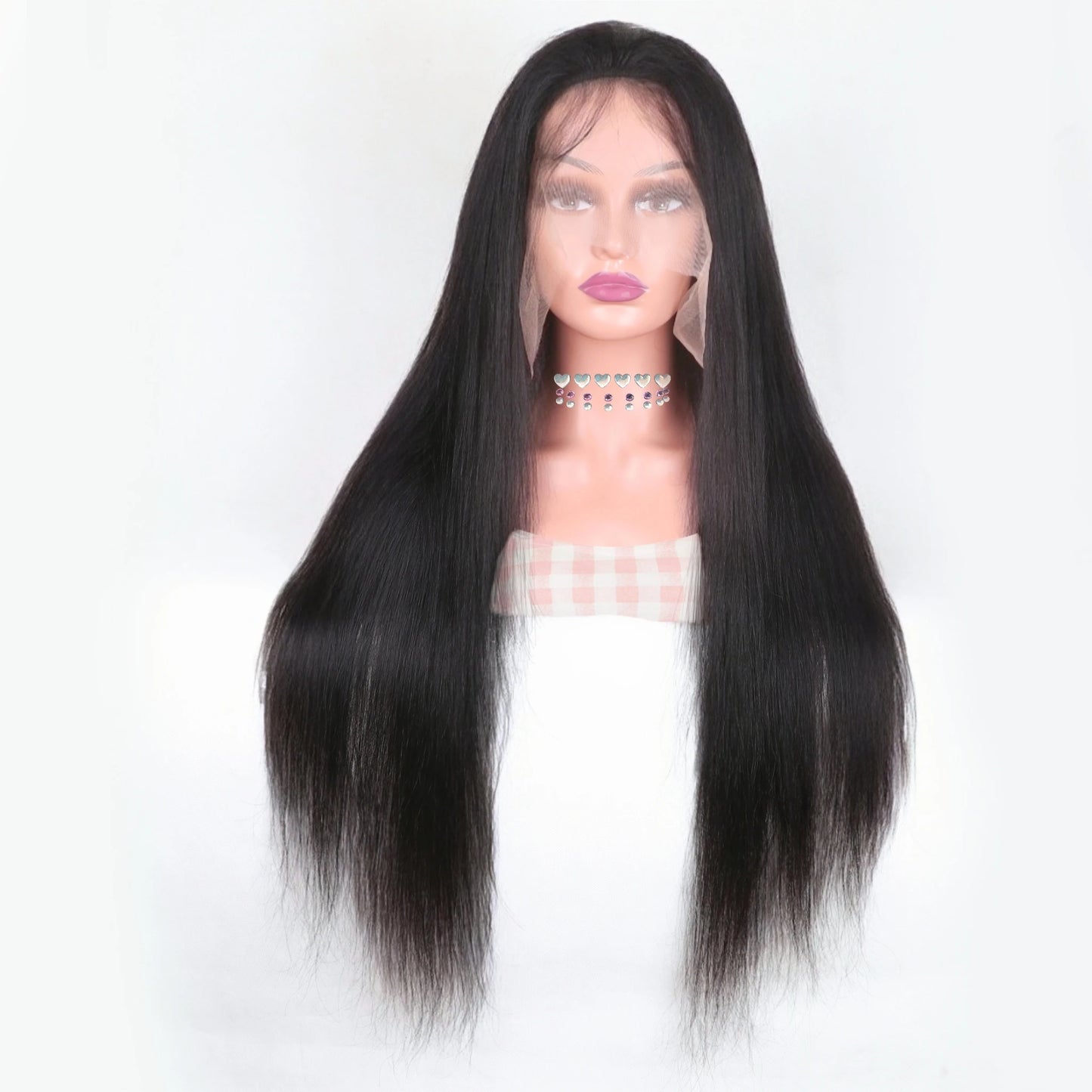 Long Straight Human Hair Lace Wig – 26+ Inches, Hair, Transparent Swiss Lace, Multiple Lace Sizes