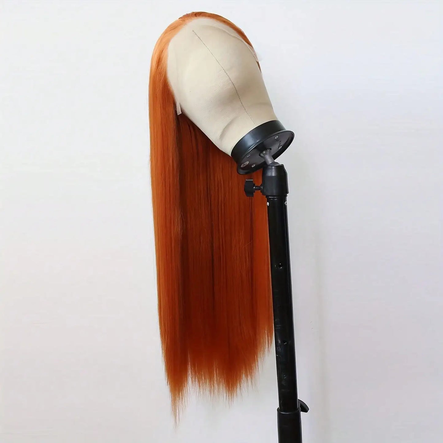 Long Straight Orange Lace Front Wig – Heat-Resistant Synthetic Daily Wear Wig