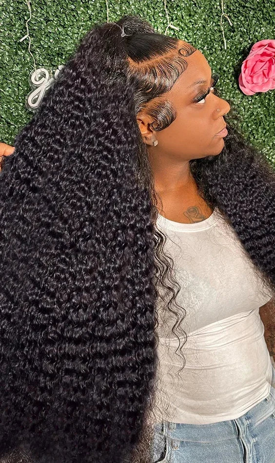 Premium Deep Wave Lace Front Wig – 26+ Inch Human Hair, HD Transparent Lace, Pre-Plucked