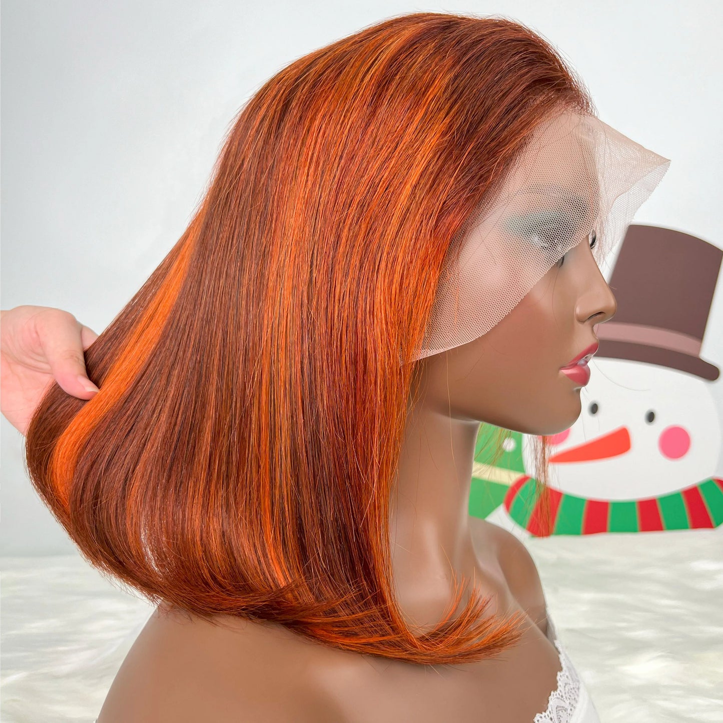 Short Bob Lace Front Wig – 100% Human Hair, 13x4 Transparent Lace, 180% Density