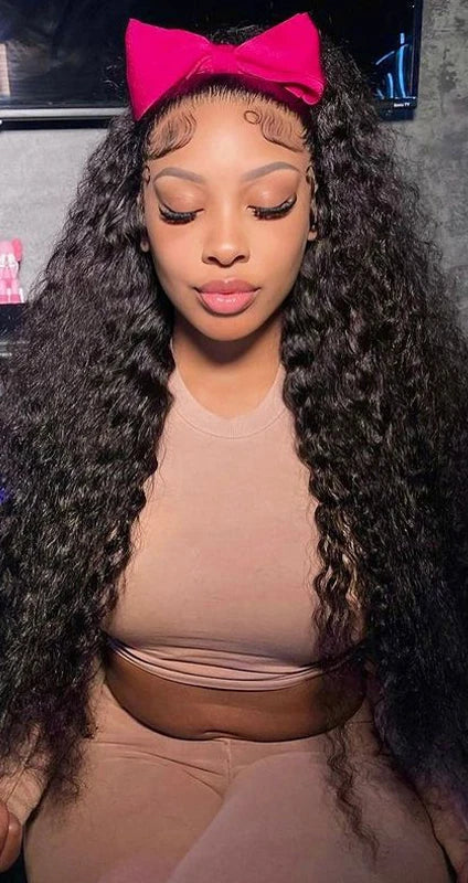 Long Deep Wave Lace Front Wig – 26+ Inch Hair, Swiss Lace, Transparent Lace Closure