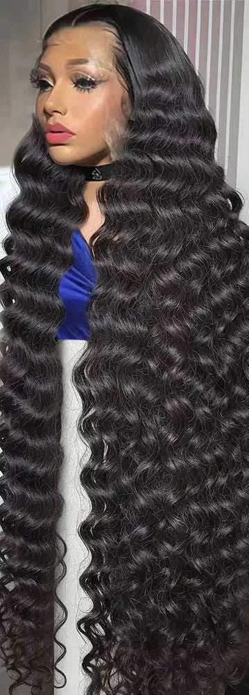 Long Loose Deep Wave Lace Front Wig – Transparent Swiss Lace (26+ Inches)