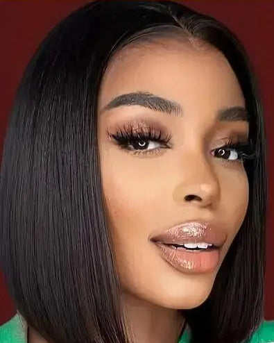 Glueless 4x4 Lace Front Straight Bob Wig – Natural Black Hair