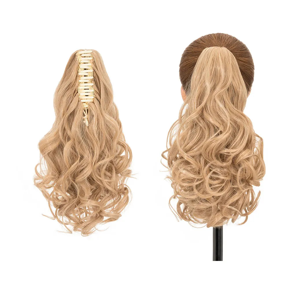 14-Inch Natural Curly Clip-In Hair Extensions – High-Quality Synthetic Fiber in Piano Colors