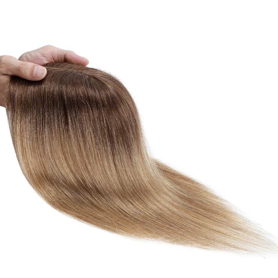 100% Human Hair Topper with Silk Base – Natural Hairline, Tangle-Free, Lightweight & Durable