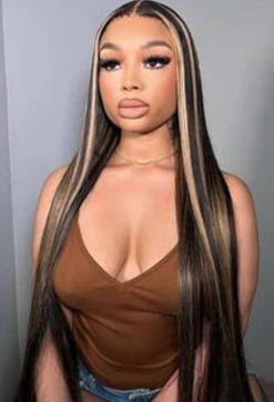 26+ Inch Body Wave HD Transparent Lace Front Wig – Highlighted Human Hair, Pre-Plucked, Ombre Style