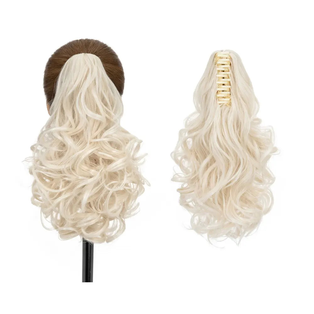 14-Inch Natural Curly Clip-In Hair Extensions – High-Quality Synthetic Fiber in Piano Colors